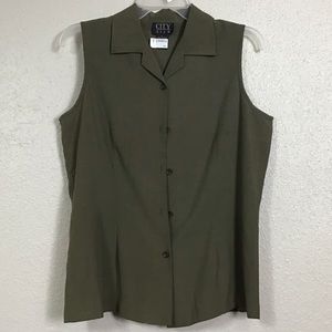 EUC|| Vintage Silk City Sleeveless Blouse